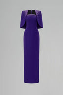 Celestia Crystal-Embellished Crepe Column Cape Gown for women, from IHF ATELIER, The Viet Concept 