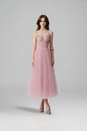 Evelyn Crystal Embellished Tulle Midi Dress for women, from JOSEPHINE, The Viet Concept

