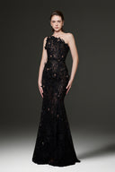 Black Orchid Pearl-Embellished One-Shoulder Mermaid Gown for women, from IHF STUDIO, The Viet Concept