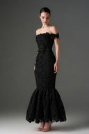 IHF STUDIO • Scarlet Floral Garden Lace Off-Shoulder Mermaid Gown