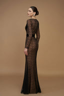 Lace V-Neck Mermaid Gown Long Sleeve Velvet Evening Dress for women, from IHF ATELIER, The Viet Concept 