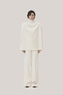  White Minh Nga Trapezoid High Neck Satin Cape for women, from TINH, The Viet Concept