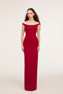 21SIX • Lucia Crepe Off-Shoulder Crystal-Embellished Evening Gown