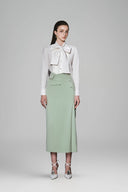 Maia Straight Bow Tie Cotton Silk Shirt for women, from White Plan, the Viet Concept 