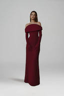 L' SCARLETT • Crystal 3D Sculpted Off-Shoulder Maxi