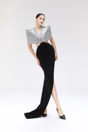 Morrow Glen Plaid Sequin Velvet Cape Gown for women, from SORAMAME, The Viet Concept