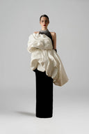Monochrome One-Shoulder Draped Rose Crepe Column Gown for women, from IHF ATELIER, The Viet Concept 