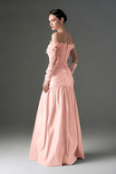IHF STUDIO • Fleur 3D Floral Lace Off-Shoulder Taffeta A-Line Gown