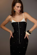 Studded Contrast Twill Maxi Dress for women, from KEIRA TONG, The Viet Concept