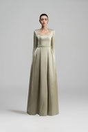 Crystal Waist Silk Taffeta Square Neck A-Line Evening Gown for women, from IHF STUDIO, The Viet Concept 
