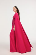 21SIX • Imani Crepe Crystal Floral Cape Evening Gown