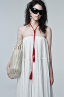 Coral Mirage Layered Cotton Organza Maxi Dress for women, from DAS LA VIE, The Viet Concept 