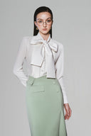 Maia Straight Bow Tie Cotton Silk Shirt for women, from White Plan, the Viet Concept 