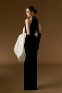 Monochrome One-Shoulder Draped Rose Crepe Column Gown for women, from IHF ATELIER, The Viet Concept 