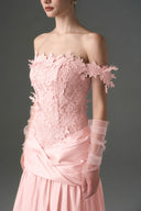 IHF STUDIO • Fleur 3D Floral Lace Off-Shoulder Taffeta A-Line Gown