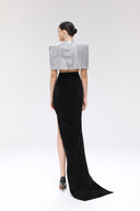 Morrow Glen Plaid Sequin Velvet Cape Gown for women, from SORAMAME, The Viet Concept