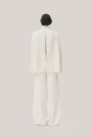  White Minh Nga Trapezoid High Neck Satin Cape for women, from TINH, The Viet Concept