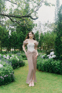 LINH PHUNG • Gladys Metallic Floral Off-Shoulder Corset Maxi Dress