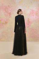 Shyvana Gilded Plunge Feather Gown for women, from JOSEPHINE, The Viet Concept 