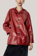 Tara Straight Side Pocket Faux Leather Coat for women, from HOBB, The Viet Concept 