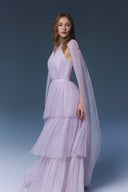 Dreamy Purple Chiffon Draped Evening Gown for women, from JOSEPHINE, The Viet Concept
