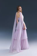 Dreamy Purple Chiffon Draped Evening Gown for women, from JOSEPHINE, The Viet Concept