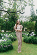 LINH PHUNG • Gladys Metallic Floral Off-Shoulder Corset Maxi Dress