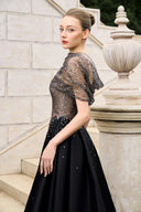 TRACY COUTURE • Crystal Lace Top & Slit Taffeta Set