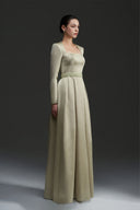 Crystal Waist Silk Taffeta Square Neck A-Line Evening Gown for women, from IHF STUDIO, The Viet Concept 