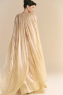 LINH PHUNG • Golden Champagne Lustrous Organza Cape Gown