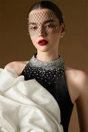 Monochrome One-Shoulder Draped Rose Crepe Column Gown for women, from IHF ATELIER, The Viet Concept 