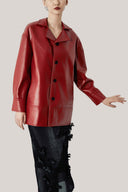 Tara Straight Side Pocket Faux Leather Coat for women, from HOBB, The Viet Concept 
