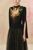 Shyvana Gilded Plunge Feather Gown for women, from JOSEPHINE, The Viet Concept 