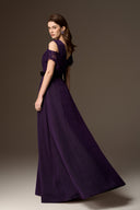 IHF ATELIER • Dark Purple Vine Guipure Lace & Lyon Velvet A-Line Gown