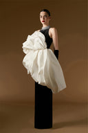 Monochrome One-Shoulder Draped Rose Crepe Column Gown for women, from IHF ATELIER, The Viet Concept 