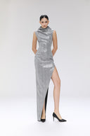 Fathom Silver Glen Plaid Sequin Maxi Dress for women, from SORAMAME, The Viet Concept