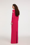21SIX • Arwen Crepe Long-Sleeve Crystal-Embellished Evening Gown
