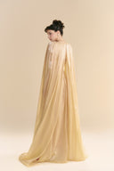 LINH PHUNG • Golden Champagne Lustrous Organza Cape Gown