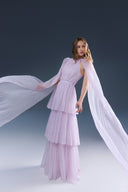 Dreamy Purple Chiffon Draped Evening Gown for women, from JOSEPHINE, The Viet Concept