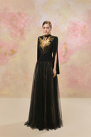 Shyvana Gilded Plunge Feather Gown for women, from JOSEPHINE, The Viet Concept 