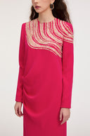 21SIX • Arwen Crepe Long-Sleeve Crystal-Embellished Evening Gown