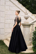 TRACY COUTURE • Crystal Lace Top & Slit Taffeta Set