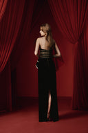 Karma Sculpted Beaded Crepe Gown With Tulle Cape for women, from JOSEPHINE, The Viet Concept