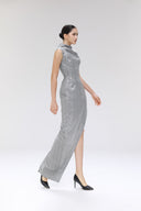 Fathom Silver Glen Plaid Sequin Maxi Dress for women, from SORAMAME, The Viet Concept