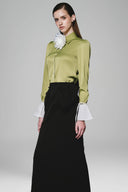 Lonleve Straight Poet Sleeved Silk Blend Shirt for women, from White Plan, The viet Concept