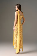 Yellow Jardin Embellished Lace Midi Column Dress for women, from IHF STUDIO, The Viet Concept 