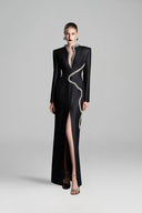 Deep V-Neck Wavy Crystal Embellished Dress for woman, from GVLUX, The Viet Concept 