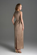 IHF STUDIO • Vine Guipure Lace & Silk Taffeta Bustier Midi Dress with Mini Cape
