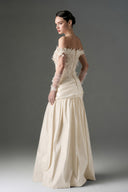 IHF STUDIO • Fleur 3D Floral Lace Off-Shoulder Taffeta A-Line Gown