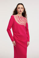 21SIX • Arwen Crepe Long-Sleeve Crystal-Embellished Evening Gown